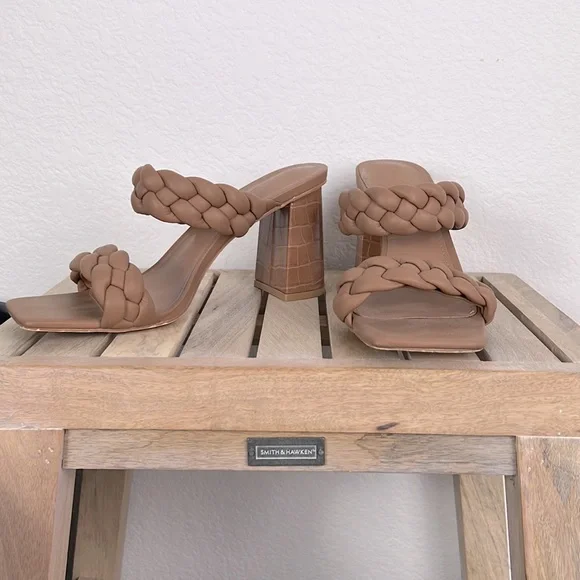 Vintage Syktkm Sandal Womens Shoes 8 Braided Strappy Slip On Brown Preowned - Picture 7 of 10